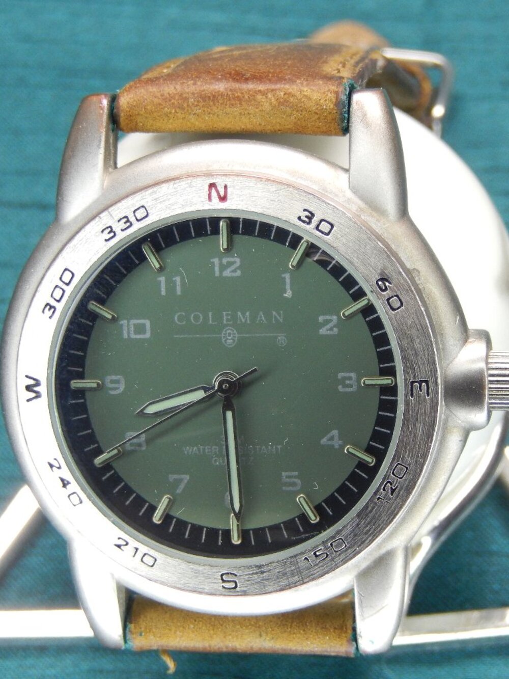 Coleman 40-427 Men's Field Watch Quartz Japanese Movement Green Dial Compass